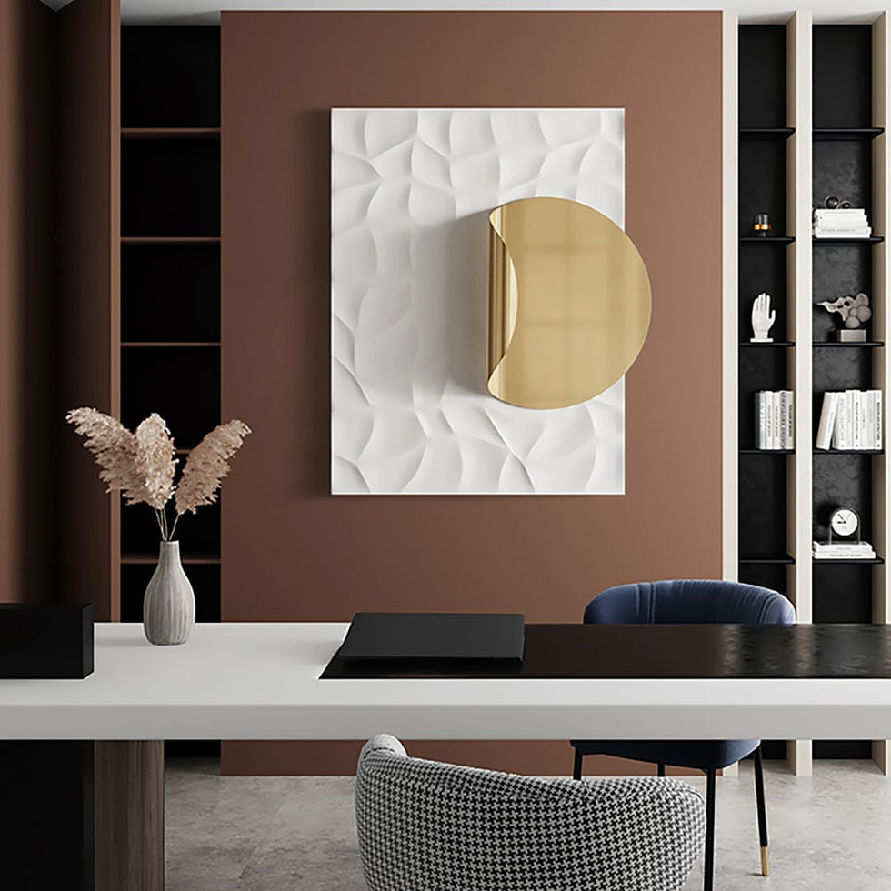 HMR - Modern Rectangle Metal Wall Decor Background Geometric 3D Wall Art for Livingroom