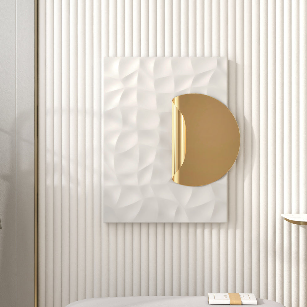 HMR - Modern Rectangle Metal Wall Decor Background Geometric 3D Wall Art for Livingroom