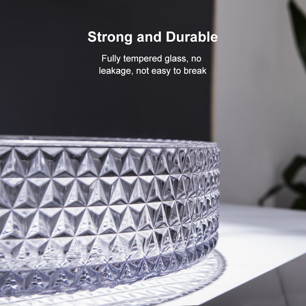 HMR - 15" Vessel Transparent Diamond Shaped Crystal Glass Bathroom Wash Sink