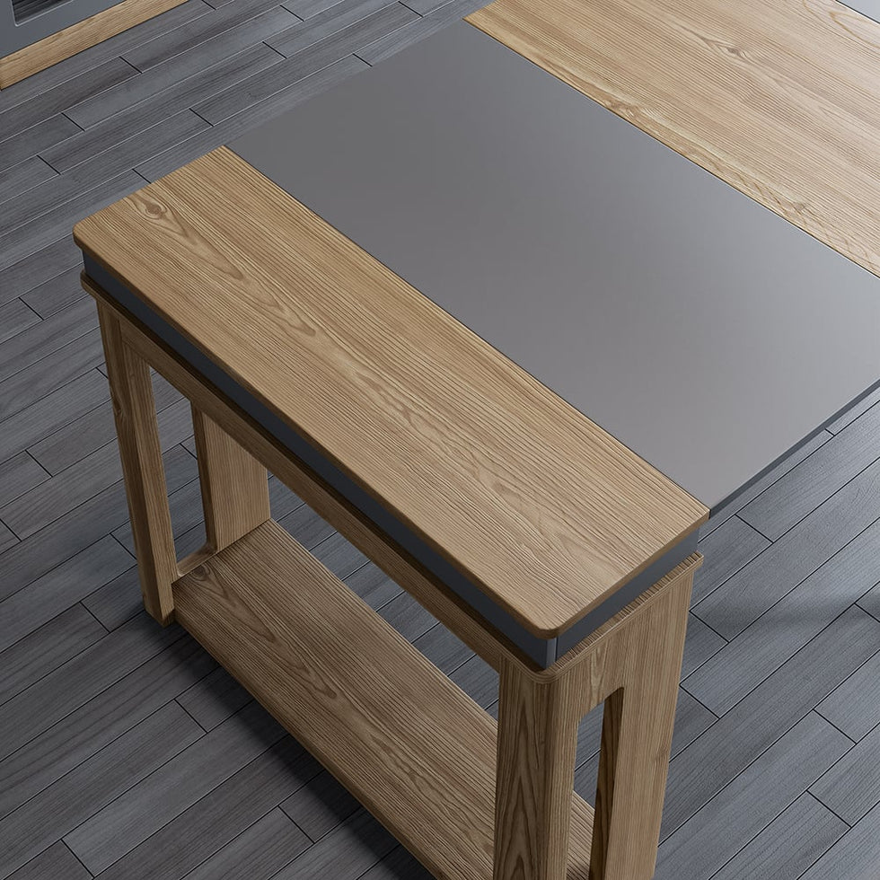 HMR - 70.9" Rectangle Folding Wood Dining Table with Sideboard (Seats 2-4 People)