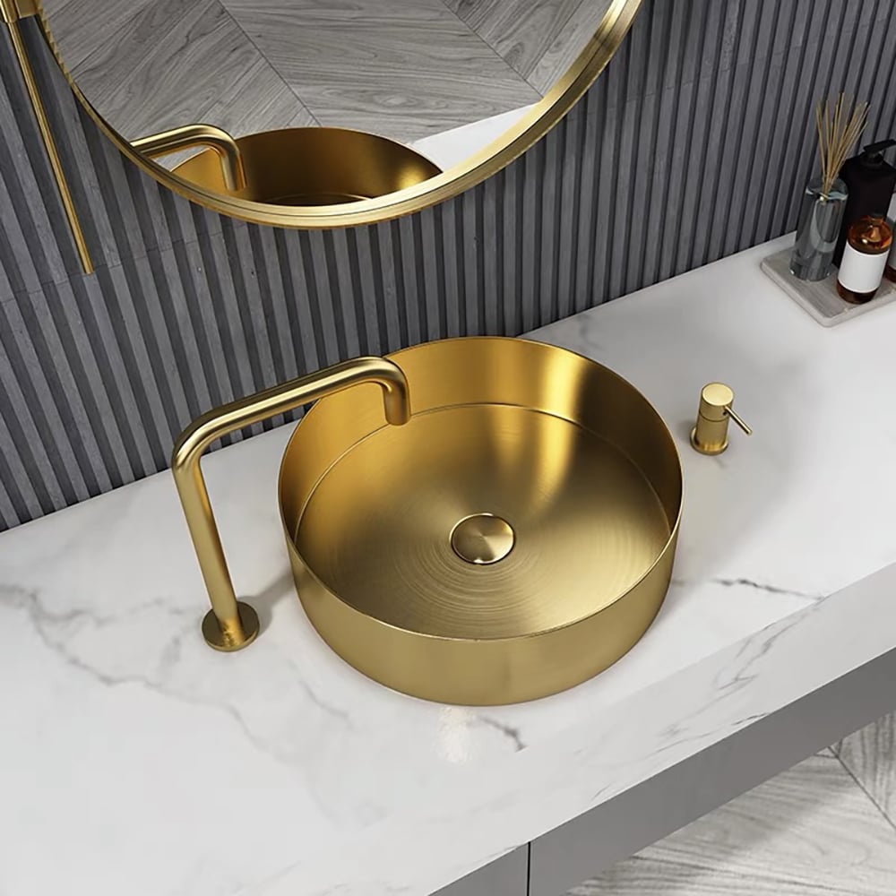 HMR - Contemporary Round Stainless Steel Vessel Sink Luxury Wash Sink