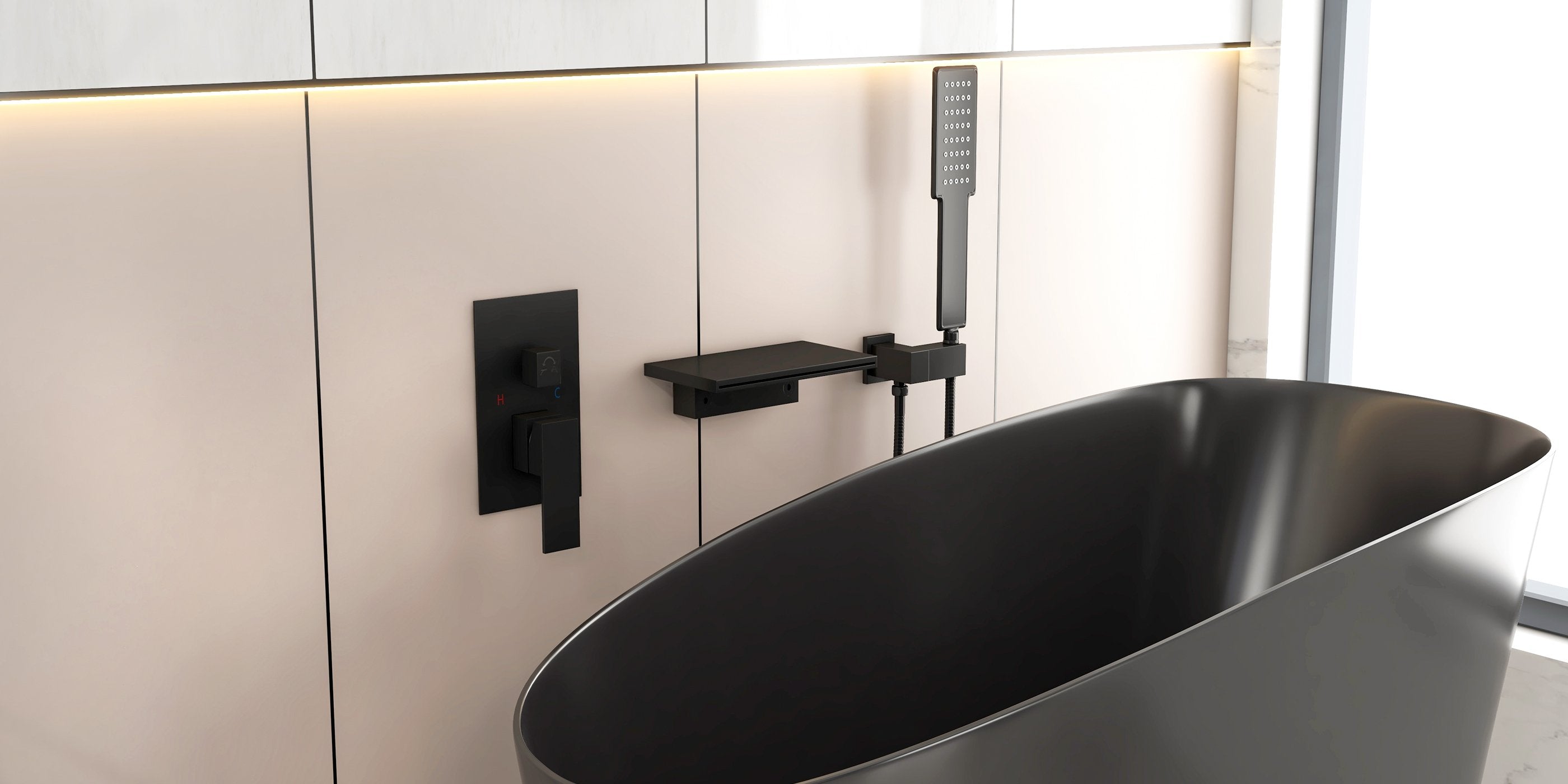HMR - 47" Japanese Modern Irregular Freestanding Stone Resin Soaking Bathtub