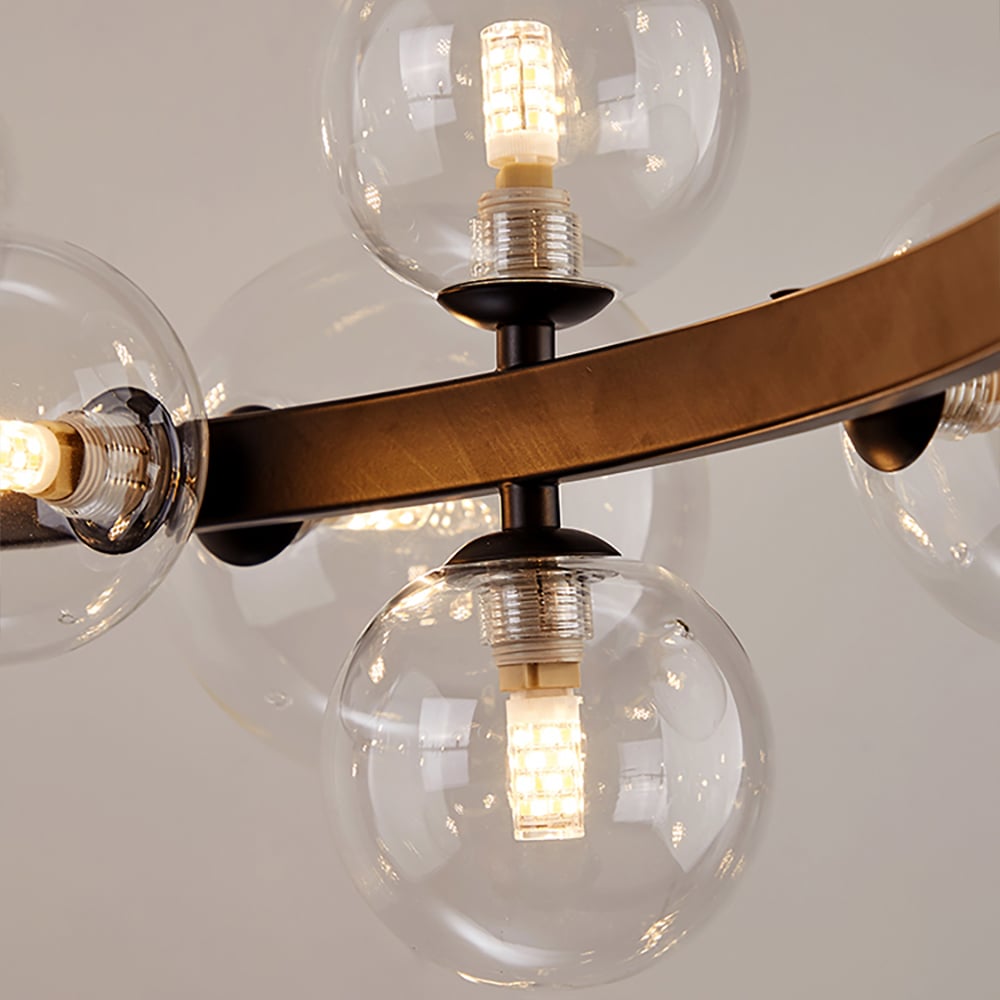 HMR - Bubi Modern Black Glass Bubble Chandelier for Living Room and Dining Room