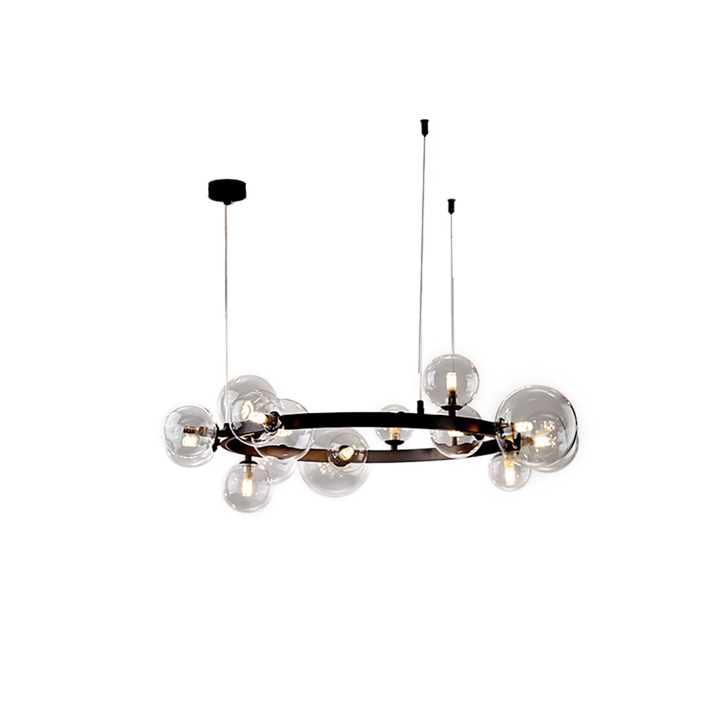 HMR - Bubi Modern Black Glass Bubble Chandelier for Living Room and Dining Room
