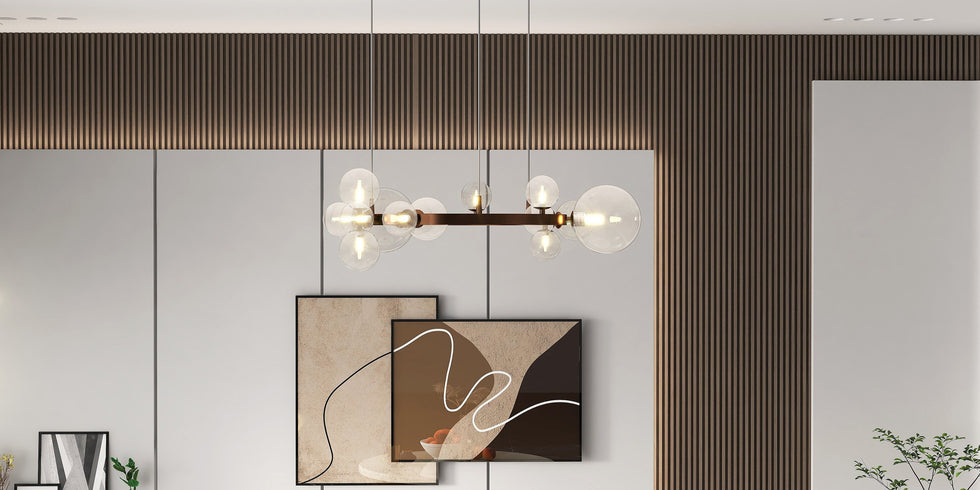 HMR - Bubi Modern Black Glass Bubble Chandelier for Living Room and Dining Room