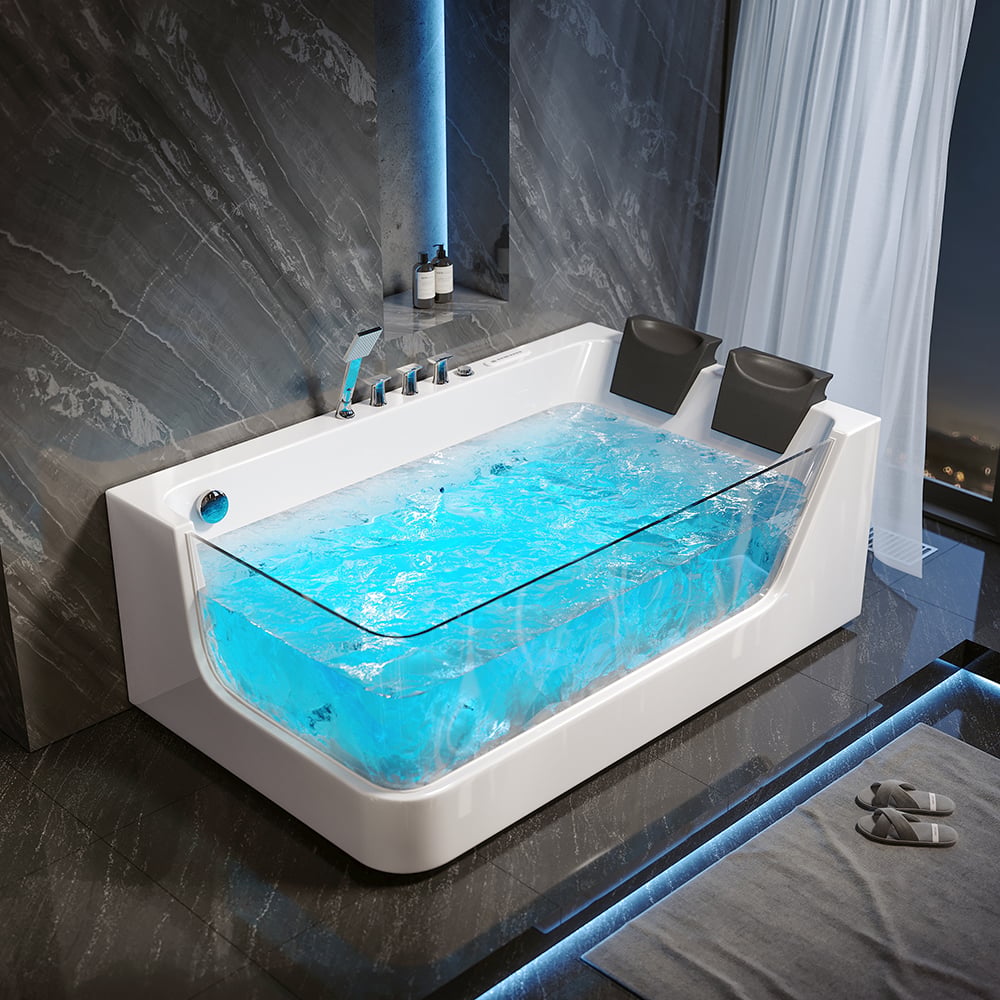 HMR - 71'' Double Massage Bathtub with Ambient Lighting