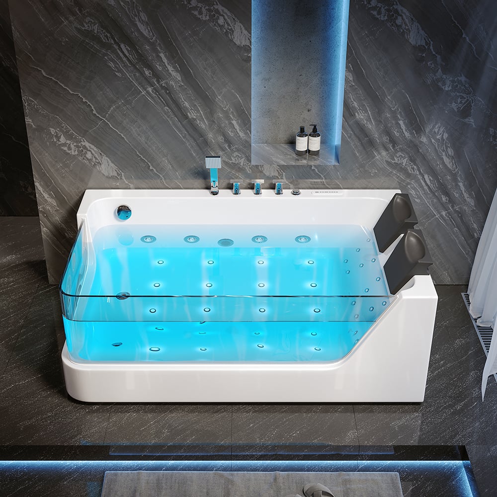 HMR - 71'' Double Massage Bathtub with Ambient Lighting
