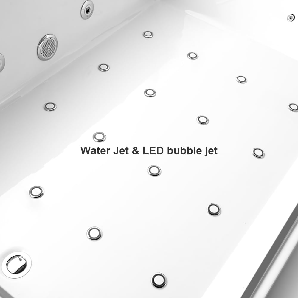 HMR - 71'' Double Massage Bathtub with Ambient Lighting