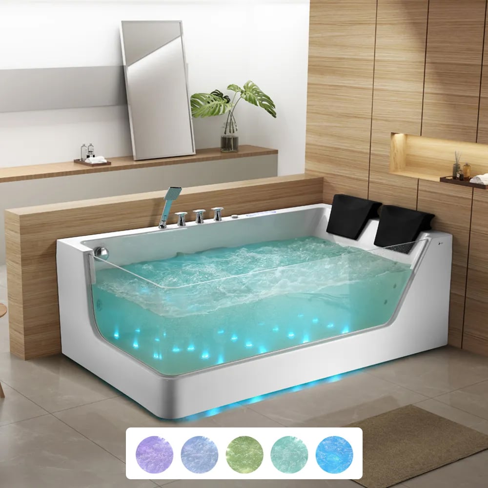 HMR - 71'' Double Massage Bathtub with Ambient Lighting
