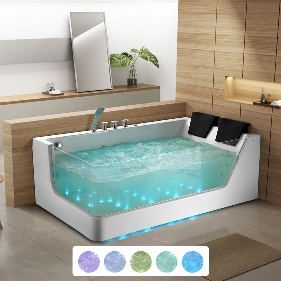 HMR - 71'' Double Massage Bathtub with Ambient Lighting