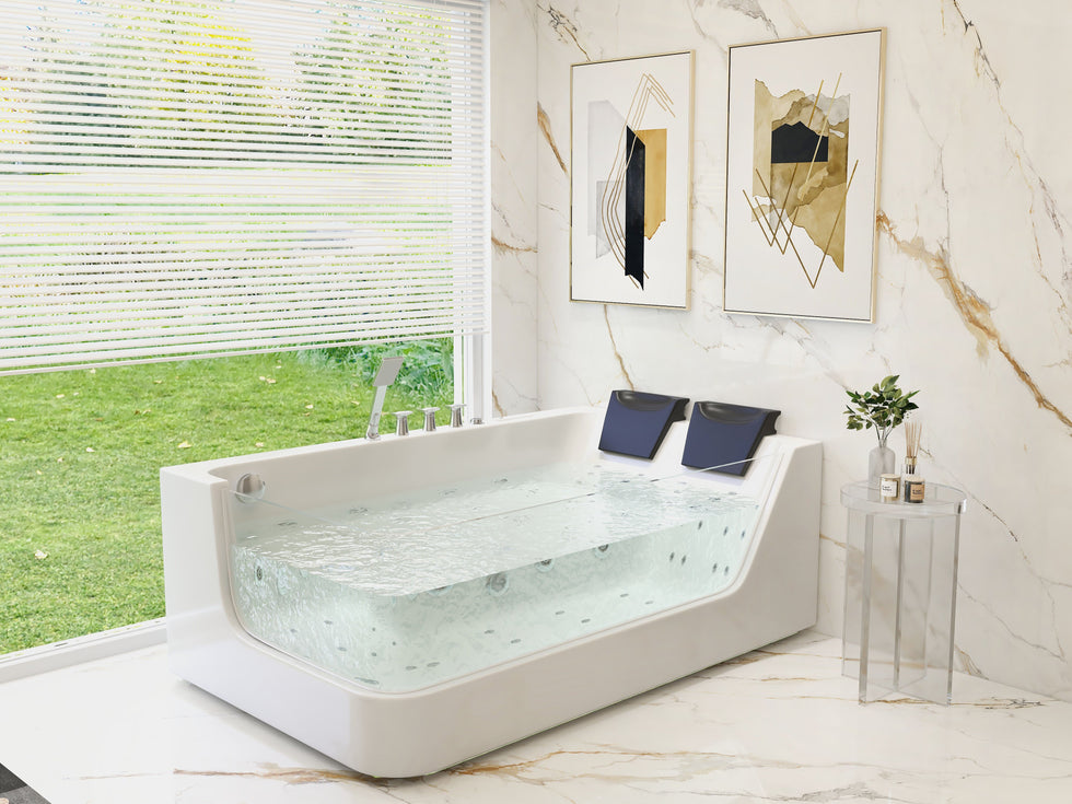 HMR - 71'' Double Massage Bathtub with Ambient Lighting
