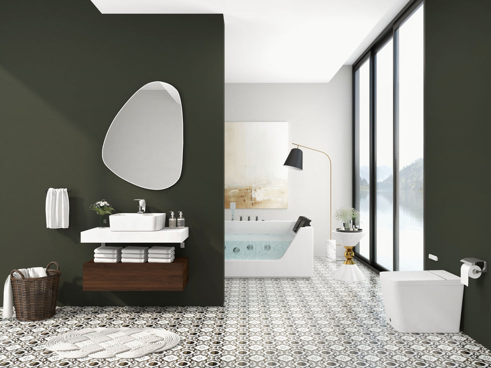 HMR - 71'' Double Massage Bathtub with Ambient Lighting