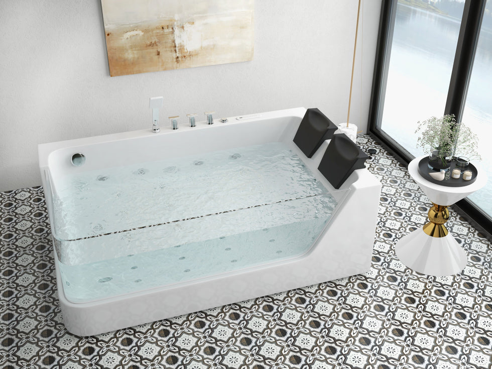 HMR - 71'' Double Massage Bathtub with Ambient Lighting