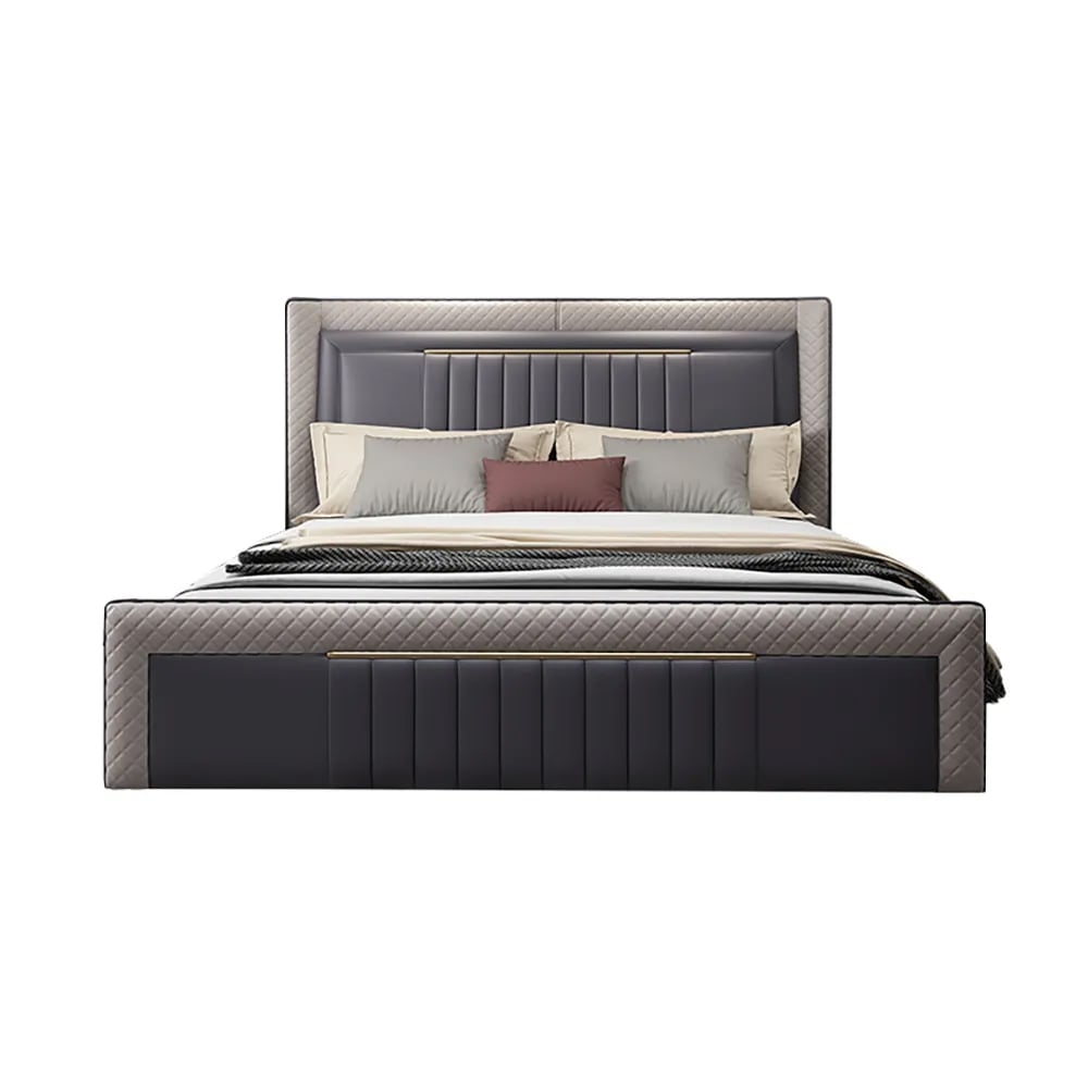 HMR - Modern Upholstered Bed Platform Bed Frame with Wingback Headboard