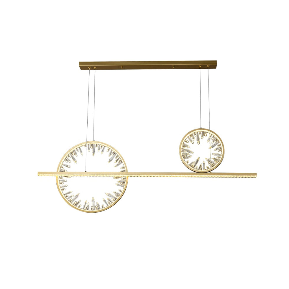 HMR - Modern Gold Linear Crystal Kitchen Island Light Metal Geometric Pendant Light