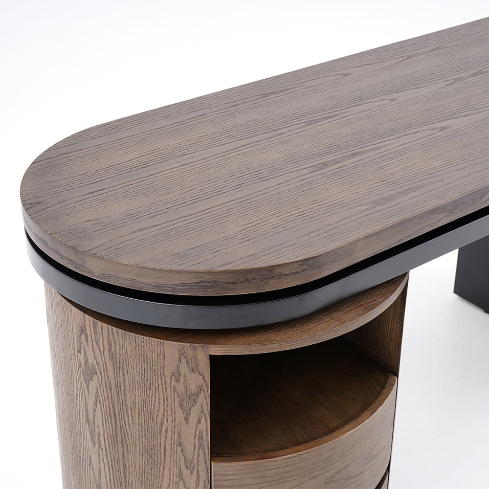 HMR - 59.8" Modern L-Shaped Rotatable Executive Office Desk with Cabinet & 2 Drawers