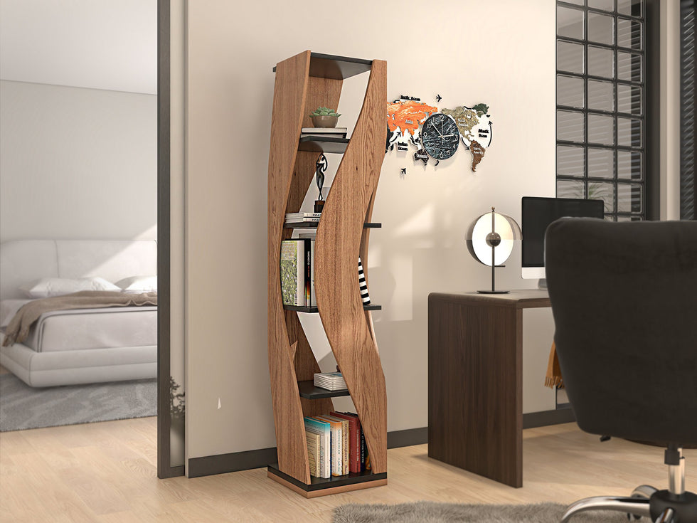 HMR - 59.8" Modern L-Shaped Rotatable Executive Office Desk with Cabinet & 2 Drawers