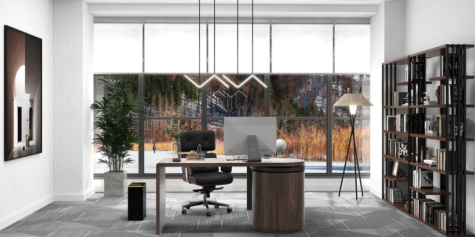 HMR - 59.8" Modern L-Shaped Rotatable Executive Office Desk with Cabinet & 2 Drawers