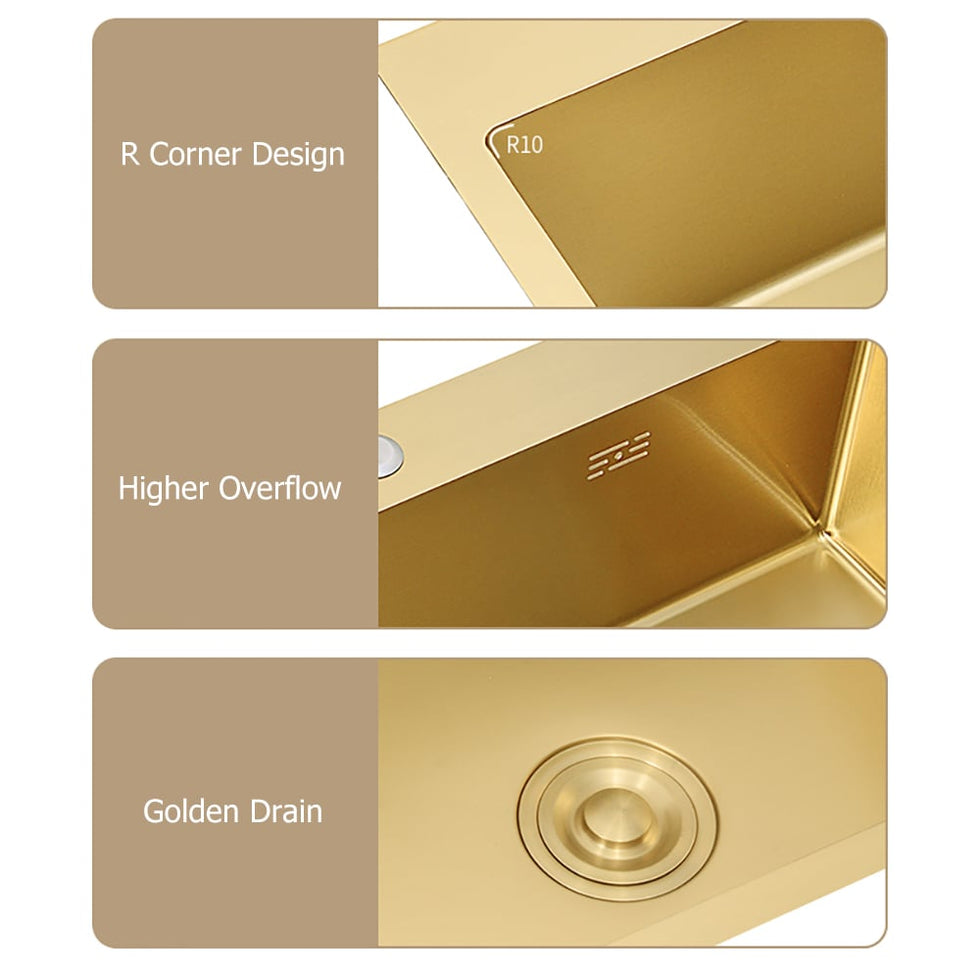 HMR - 32 Stainless Steel Kitchen Sink Double Bowls DropIn Sink with Drain and Overflow
