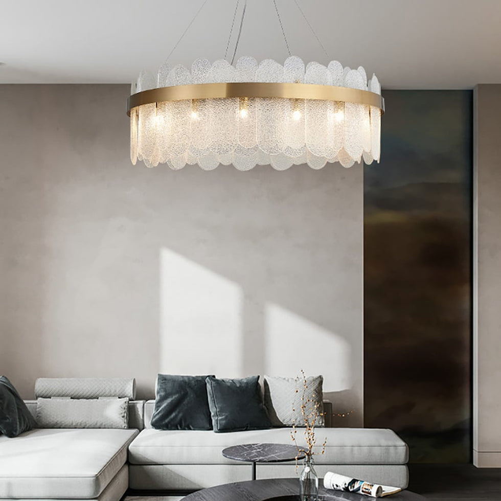 HMR - Revel Modern Round Tiered Clear Glass Chandelier