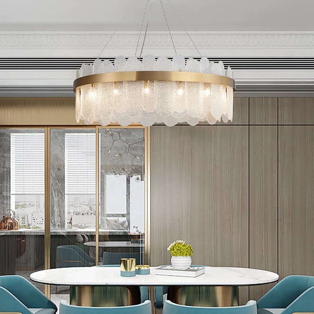 HMR - Revel Modern Round Tiered Clear Glass Chandelier