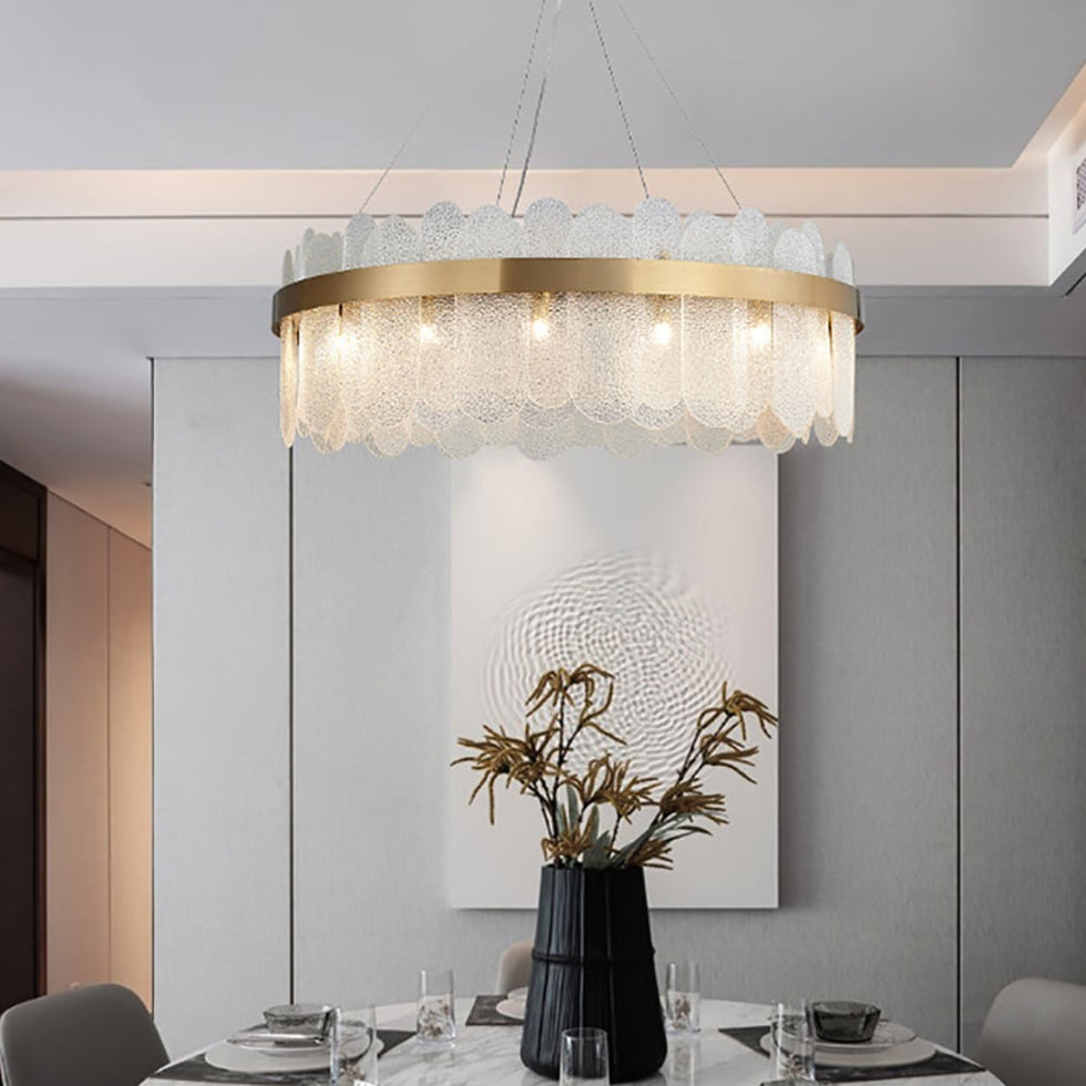 HMR - Revel Modern Round Tiered Clear Glass Chandelier