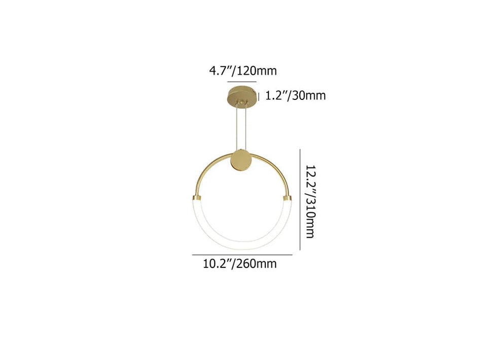 HMR - Modern Minimalist Single Circle Kitchen Island Light in Gold Cool Light