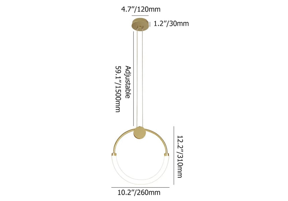 HMR - Modern Minimalist Single Circle Kitchen Island Light in Gold Cool Light