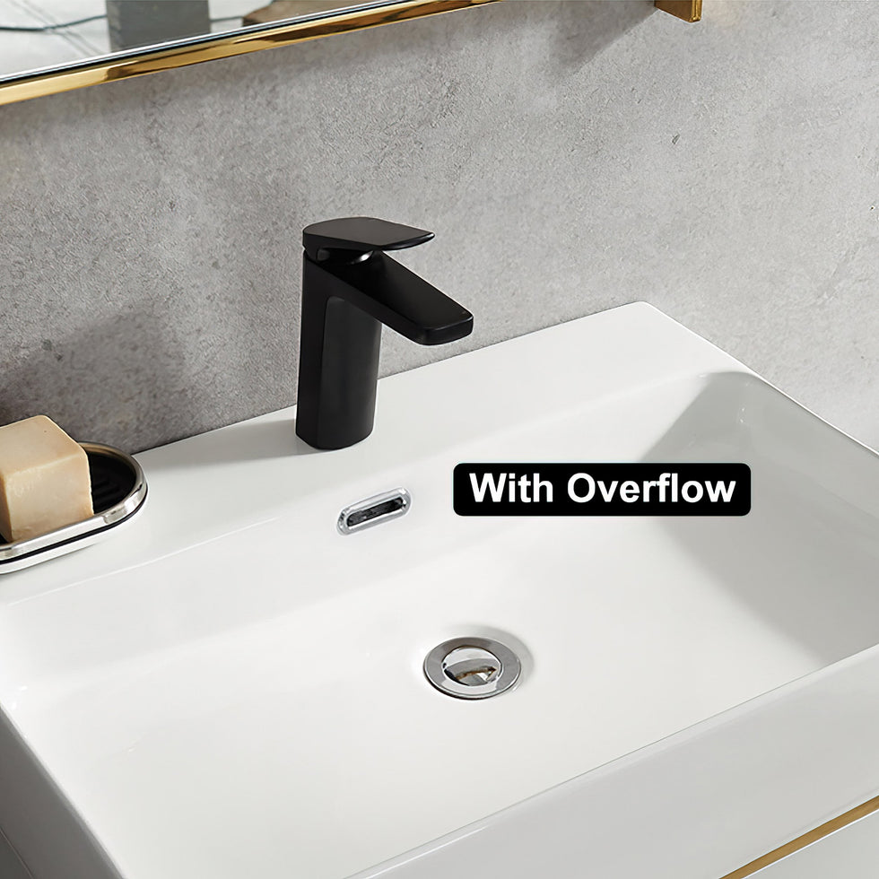 HMR - 23.6" Modern Floating Bathroom Vanity with Drawer Shelf Single Ceramic Sink Small