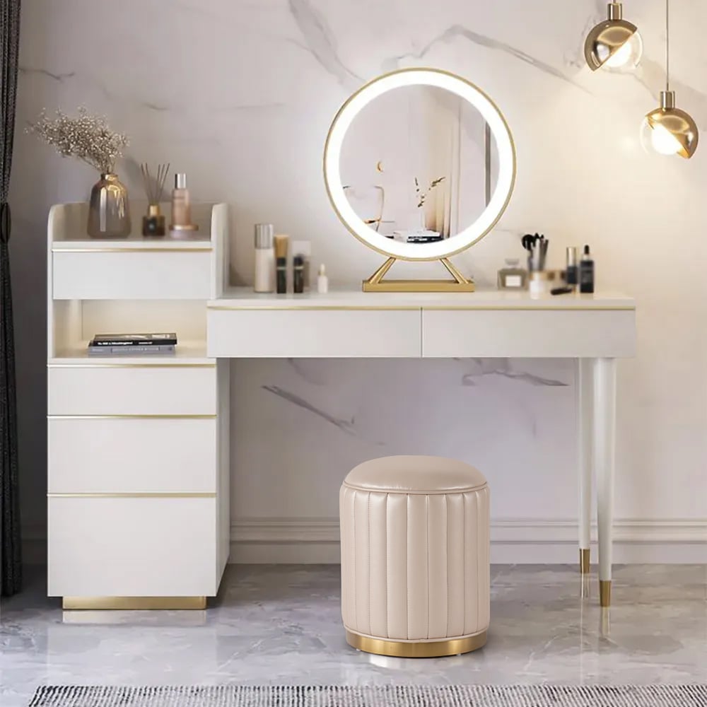 HMR - Modern Makeup Vanity Set Dressing Table with Lighted Mirror Cabinet & Stool Included