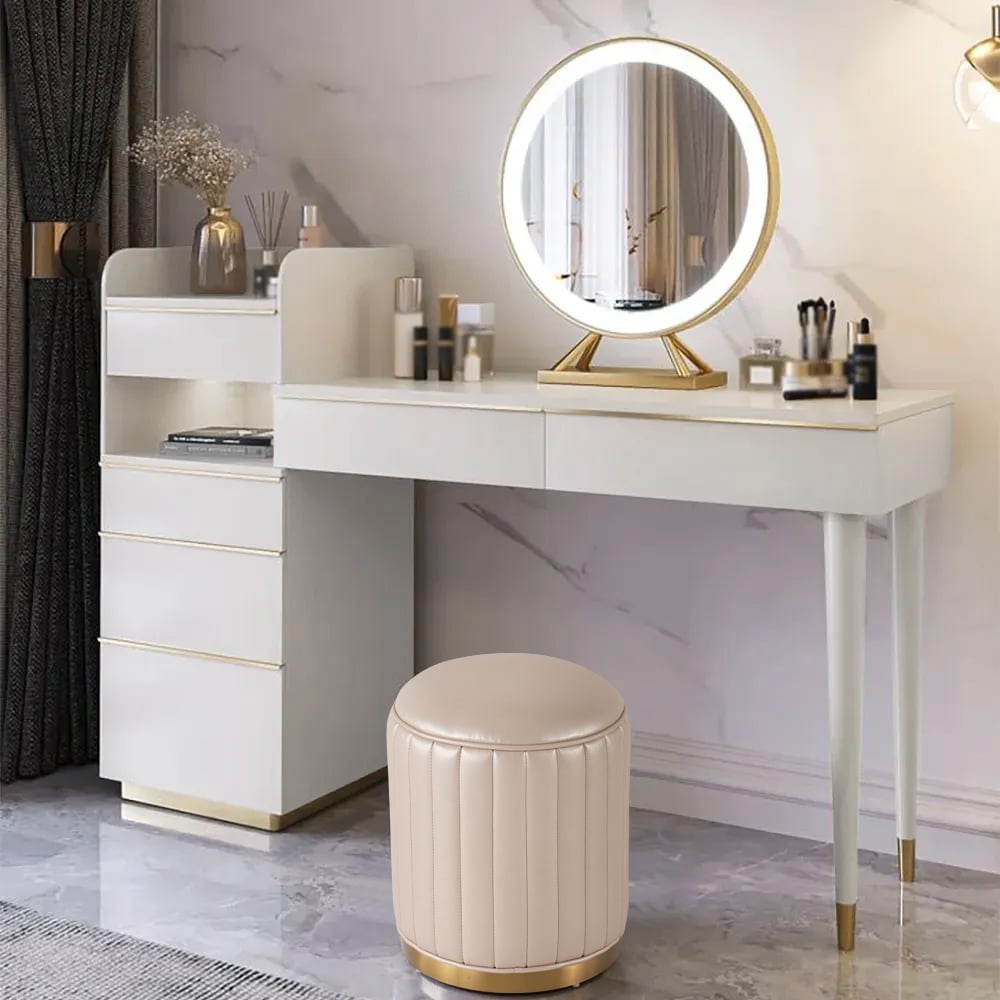 HMR - Modern Makeup Vanity Set Dressing Table with Lighted Mirror Cabinet & Stool Included
