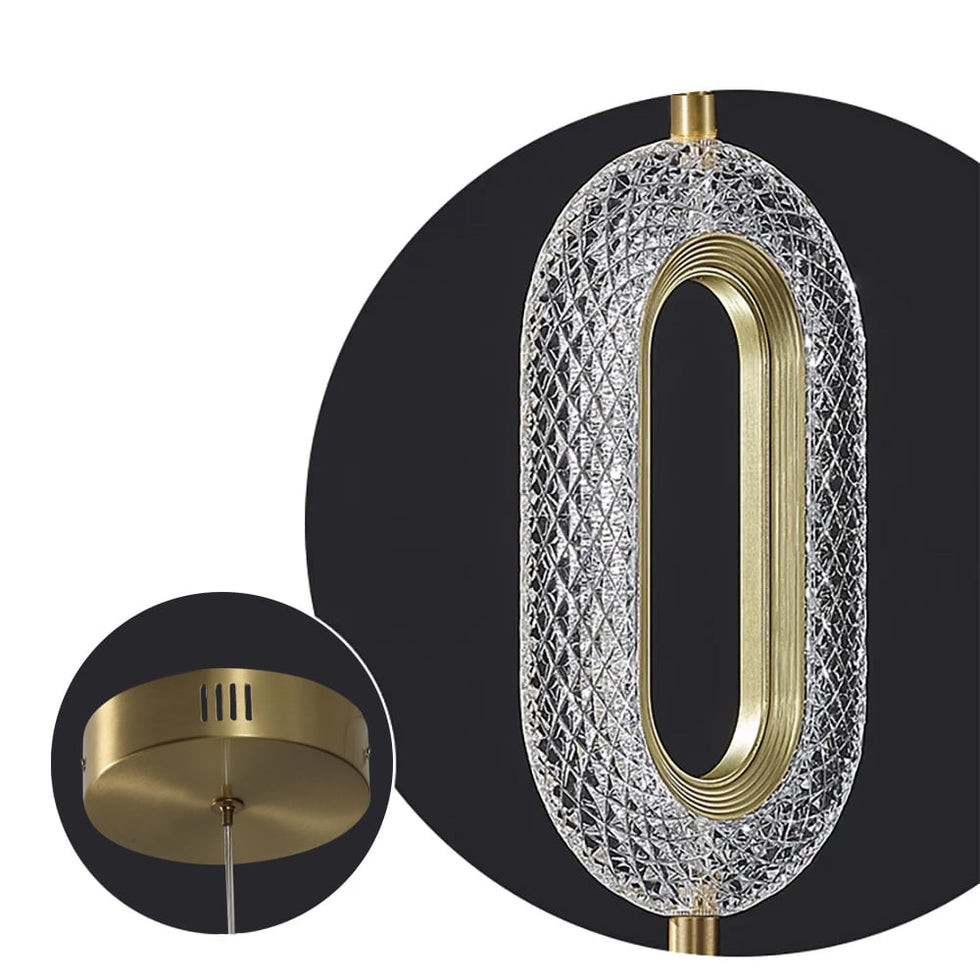 HMR - Ovated Gold Ring Pendant Light LED Lighting with Adjustable Cable