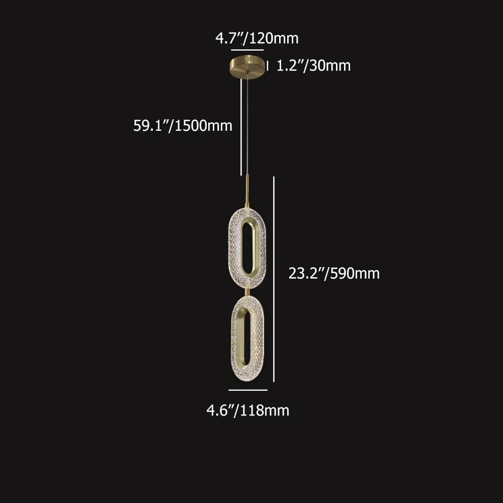 HMR - Ovated Gold Ring Pendant Light LED Lighting with Adjustable Cable