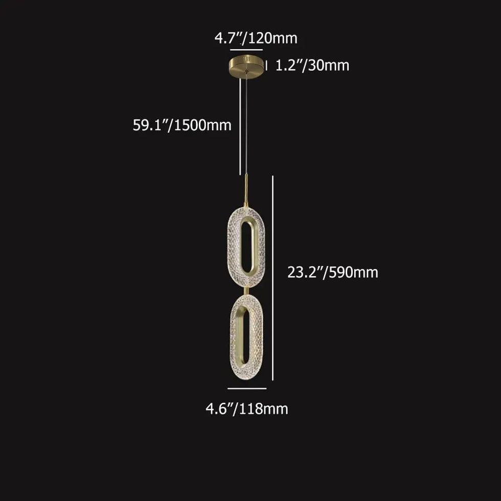 HMR - Ovated Gold Ring Pendant Light LED Lighting with Adjustable Cable