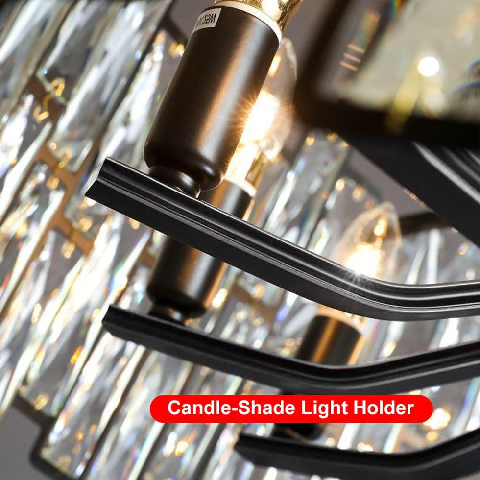 HMR - Clytia Modern Geometric Crystal Chandelier with Adjustable Chain in Black