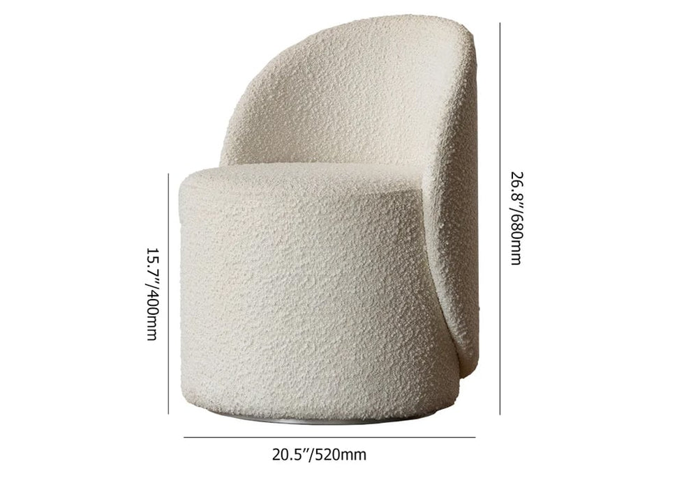 HMR - Boucle Round Back Swivel Vanity Stool Accent Chair