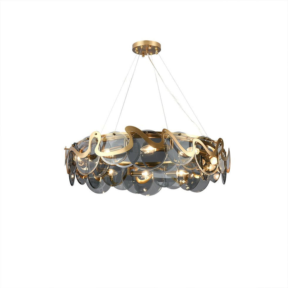 HMR - Modern 8-Light Smokey Gray Glass Chandelier with Adjustable Cables