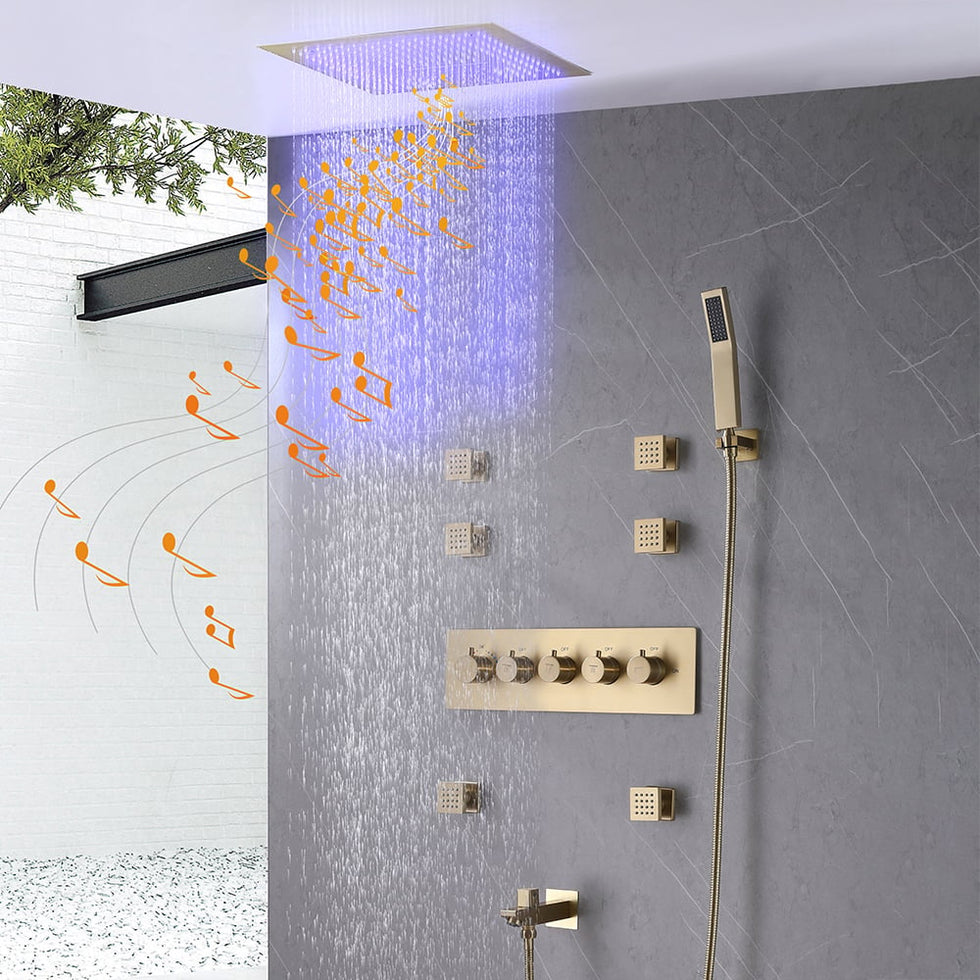 HMR - Wall-Mounted 16" Shower System 4-Function Thermostatic