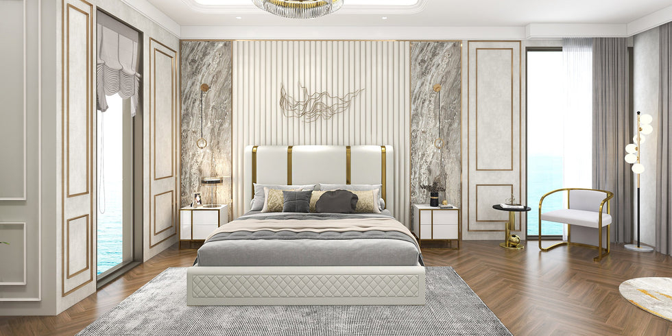 HMR - Luxury Abstract Wavy Lines Wall Decor Irregular Metal Wall Art in Gold for Living Room