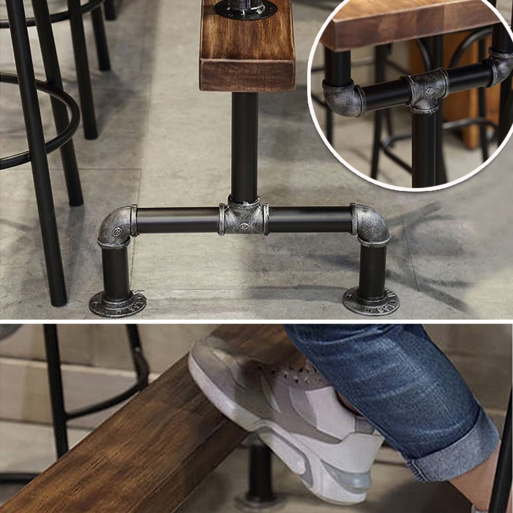 HMR - Industrial Bar Table with 6 Bar Stools Seats 4-6 People (Bar Set)