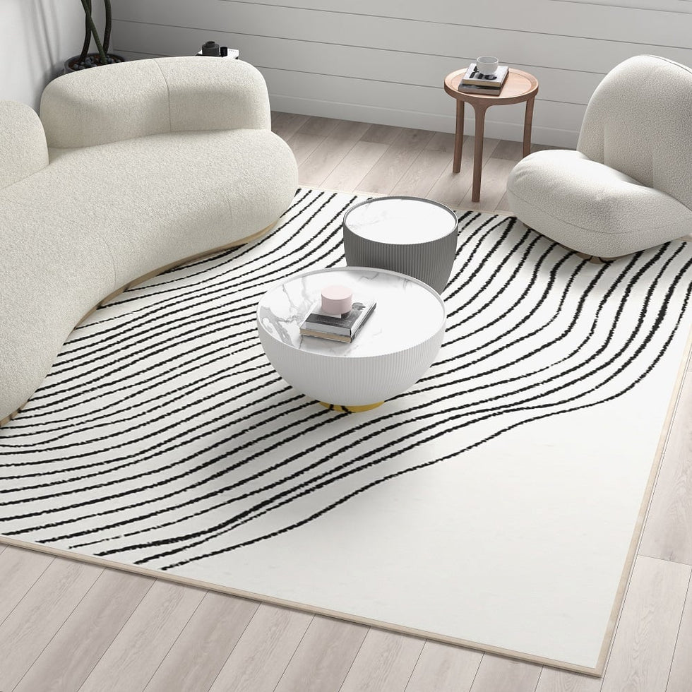 HMR - Multipurpose Rectangular Contemporary Low-key Black & White Nylon Area Rug