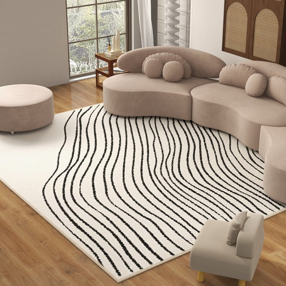 HMR - Multipurpose Rectangular Contemporary Low-key Black & White Nylon Area Rug