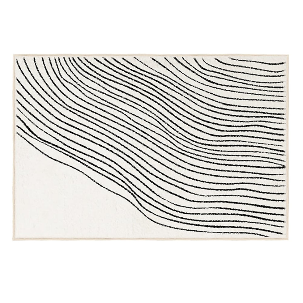 HMR - Multipurpose Rectangular Contemporary Low-key Black & White Nylon Area Rug
