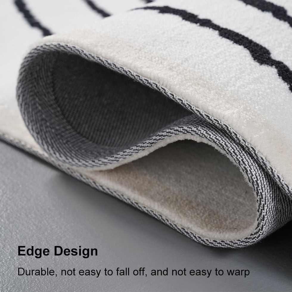 HMR - Multipurpose Rectangular Contemporary Low-key Black & White Nylon Area Rug