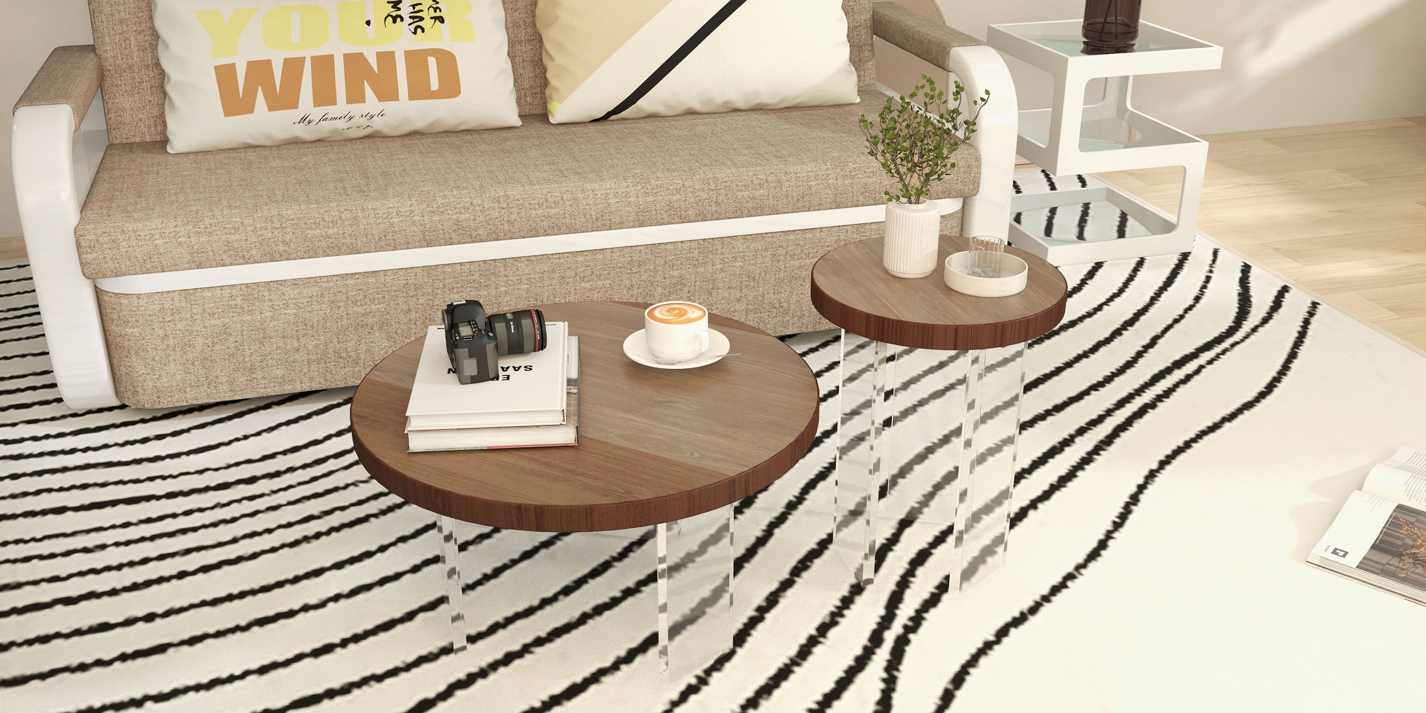 HMR - Multipurpose Rectangular Contemporary Low-key Black & White Nylon Area Rug