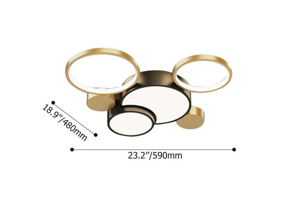 HMR - Geometric Flush Mount LED Ceiling Light in Gold & Black