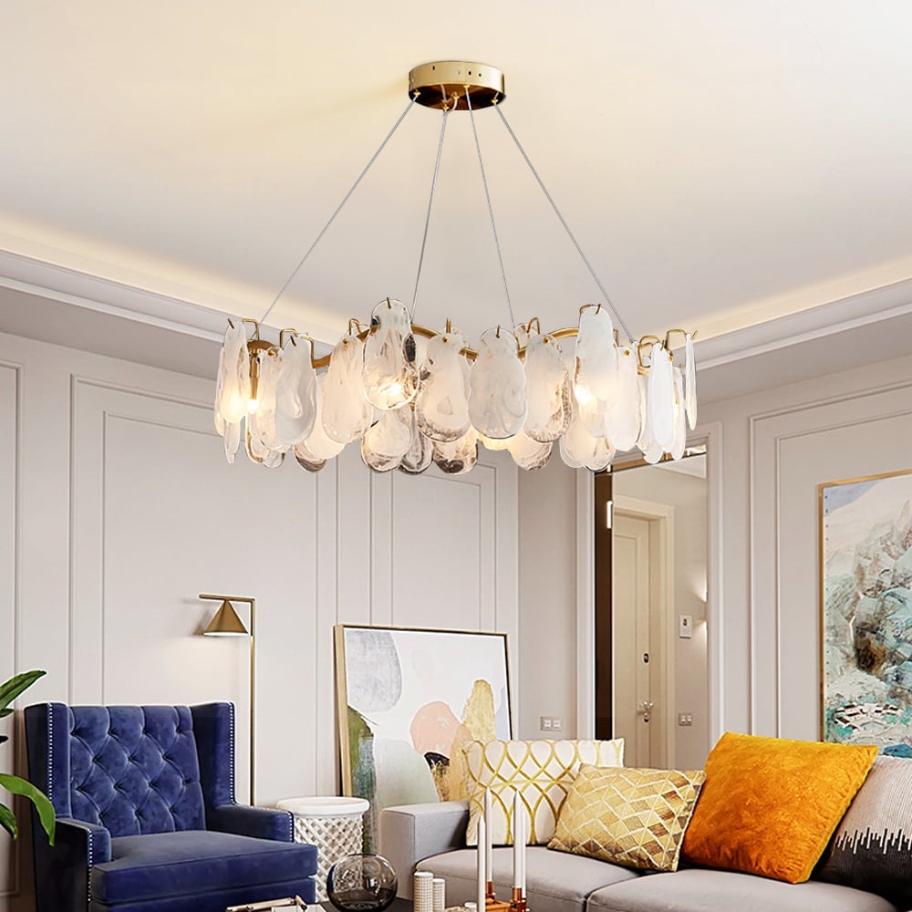 HMR - Cloude Modern Tiered Cloud Glass Chandelier with Adjustable Cables