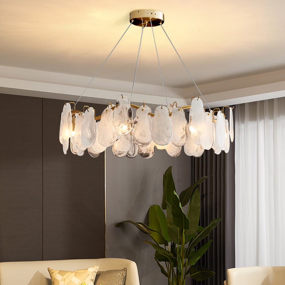 HMR - Cloude Modern Tiered Cloud Glass Chandelier with Adjustable Cables