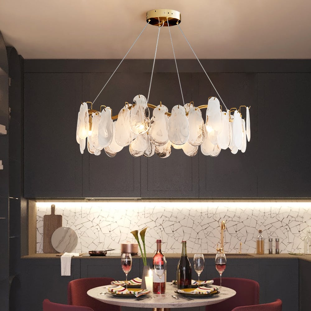 HMR - Cloude Modern Tiered Cloud Glass Chandelier with Adjustable Cables