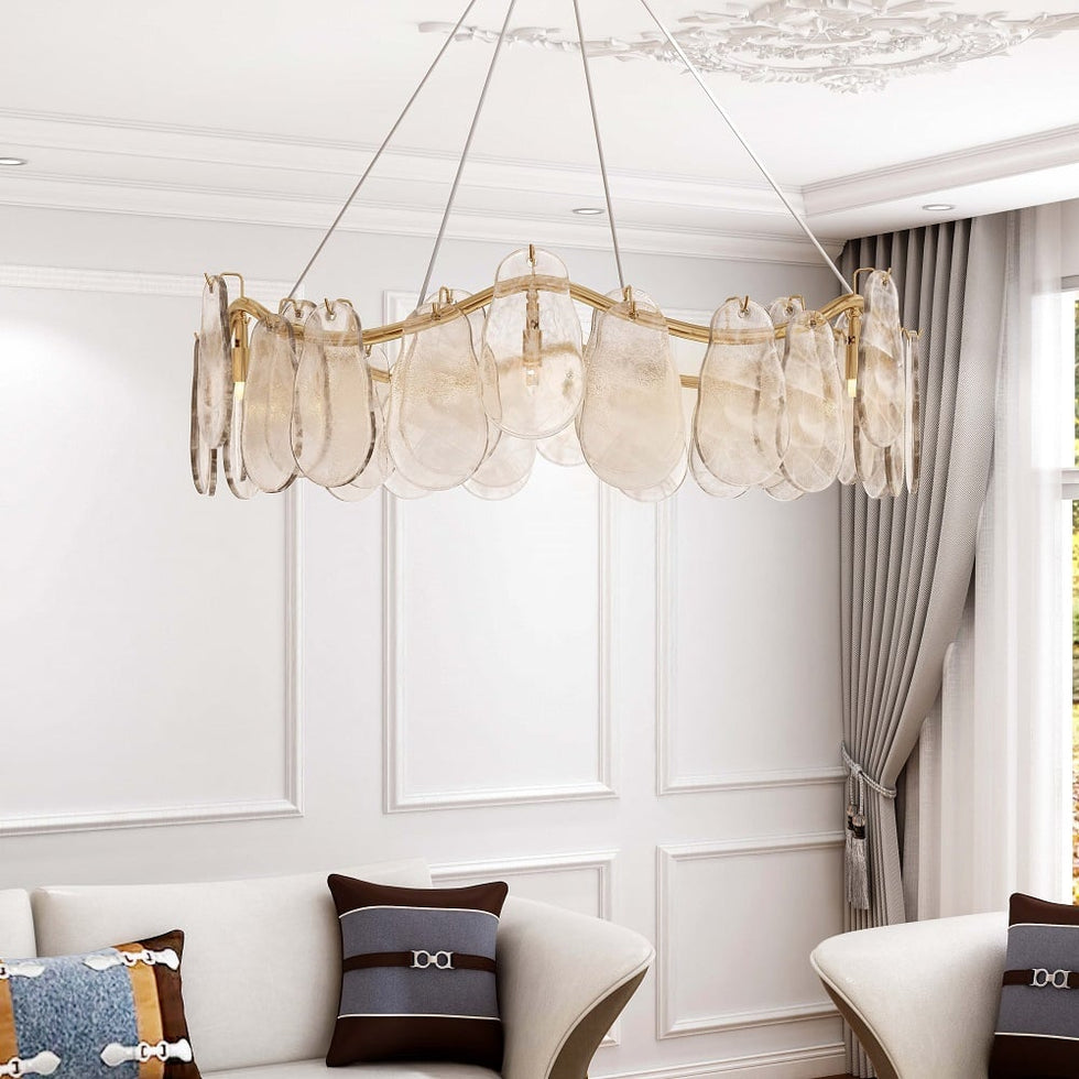 HMR - Cloude Modern Tiered Cloud Glass Chandelier with Adjustable Cables